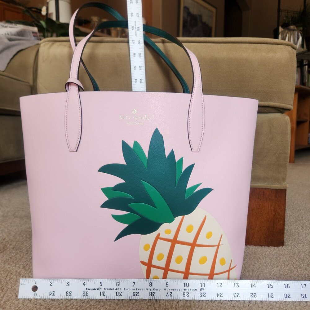 NWT Kate Spade Pineapple Colada Reversible Leather Tote With Matching Wristlet - Picture 14 of 15